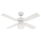Westinghouse Ventilatore A Soffitto Vegas E27, 60 W, Finitura, Pale In Bianco, Pino Chiaro, 41.34 x...