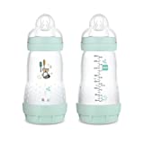 Mam Easy Start Biberon, Set Di Due Biberon Anticolica Base Ventilata, 2+ Mesi, 260 Ml, Azzurro,...