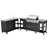Gecheer Barbecue a Gas Montana, Cucina Portabile 4 Bruciatori +1, con 12 Ruote, Idoneo per Butano,...