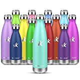 KollyKolla Bottiglia Acqua in Acciaio Inox,Senza BPA Borracce Vuoto Isolato Borraccia Termica 500ml...
