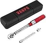 VANPO Chiave Dinamometrica 1/4', 5-25 Nm Set, Precisione ± 3% con Pulsante a Sgancio Rapido, Testa...