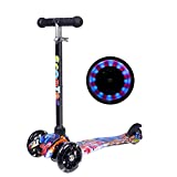 Yuanj Monopattino per Bambini, Monopattino a 3 Ruote con Ruote Lampeggianti, Monopattino con 4...