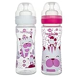 Neobaby Biberon in Polipropilene Collo Largo con Tettarella in Silicone 250 ml, Rosa, Flusso...