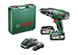 Bosch Home and Garden PSB 18 LI-2 (2 Batterie) Trapano Avvitatore - Battente con 2 Batterie al Litio...