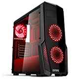 Empire Gaming - Case PC Gaming WarFare Nero LED Rosso: USB 3.0 e 3 Ventole LED 120 mm, parete...