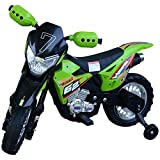 homcom Moto da Cross Elettrica con Rotelle Bambini 107 × 53 × 70cm Verde