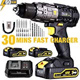 Avvitatore a Batteria 18V, TECCPO 60N.m Trapano Elettrico con Percussione, 30min Caricatore Rapido,...