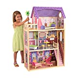 KidKraft 65092 Casa legno Kayla per bambole di 30cm con 10 accessori inclusi e 3 livelli di gioco,...