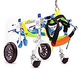 PLDDYBorsa per Animali Carrello per carrozzella Regolabile per Cani disabili a 4 Ruote Carrello per...